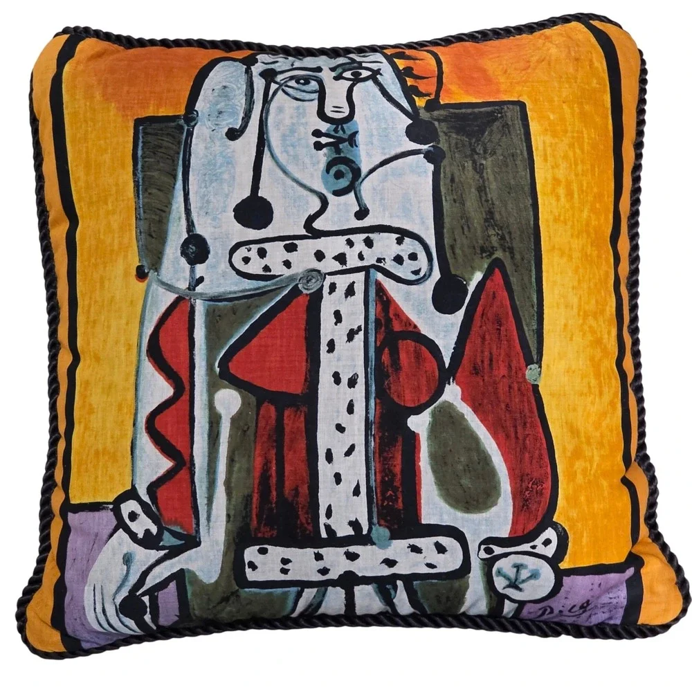 Picasso Art Cubist Portrait Silk Style Accent Pillows Modern Home Decor Set of 3